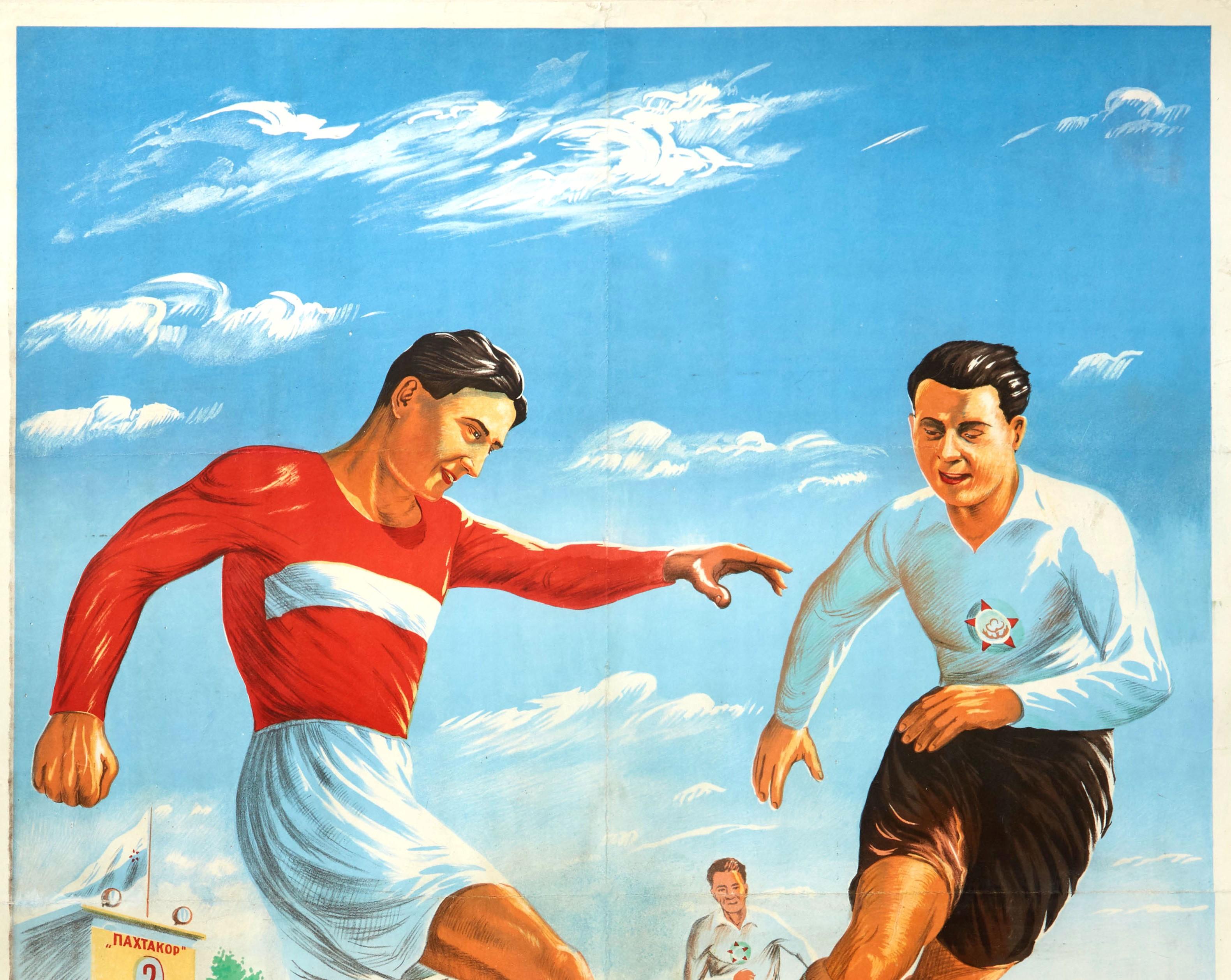 Original-Vintage-Poster:: Lieblingsspiel der Fußball Nation:: UdSSR:: Sport Usbekistan (Usbekisch) im Angebot