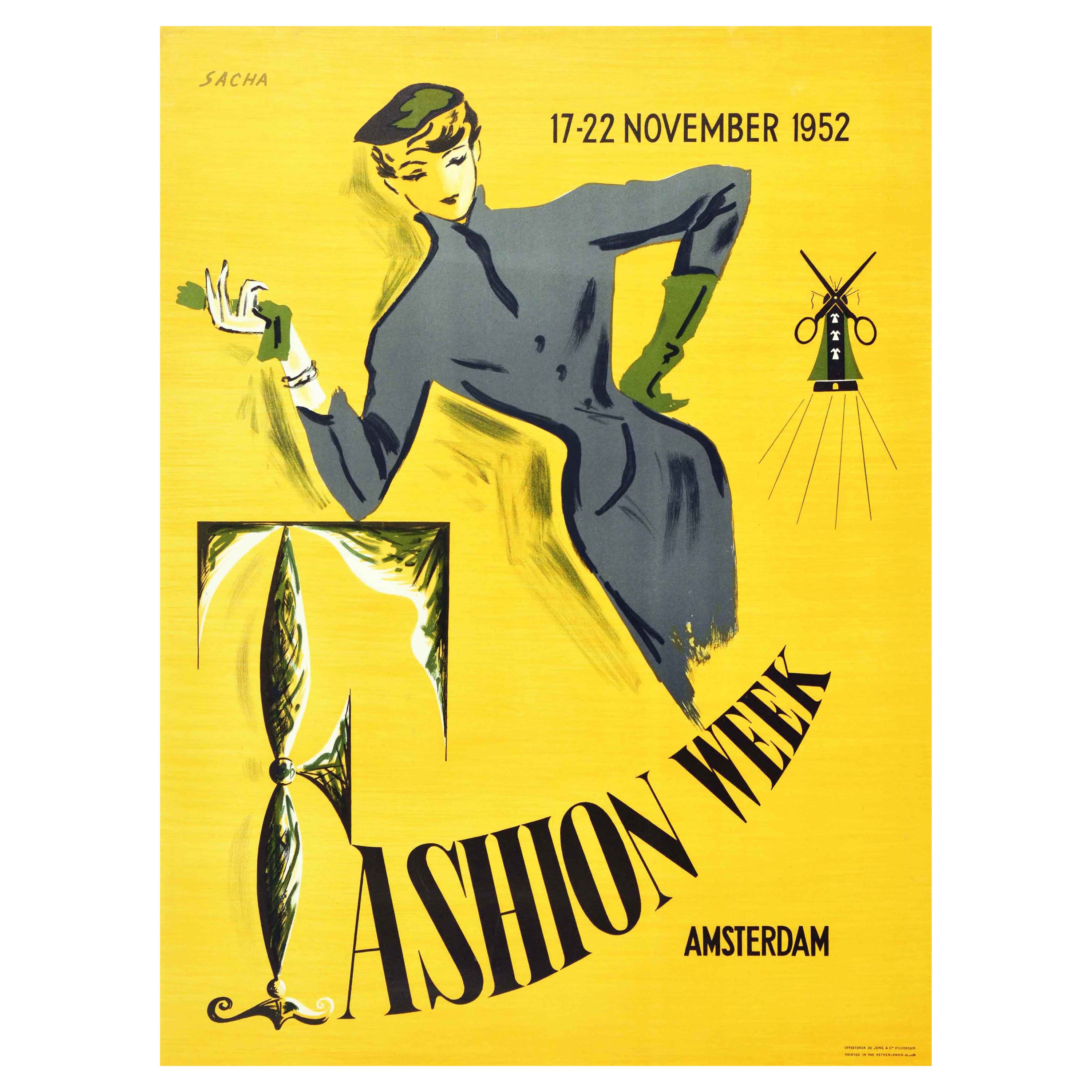 Original-Vintage-Poster für die Amsterdamer Modewoche 1952, Vogue Midcentury Design im Angebot