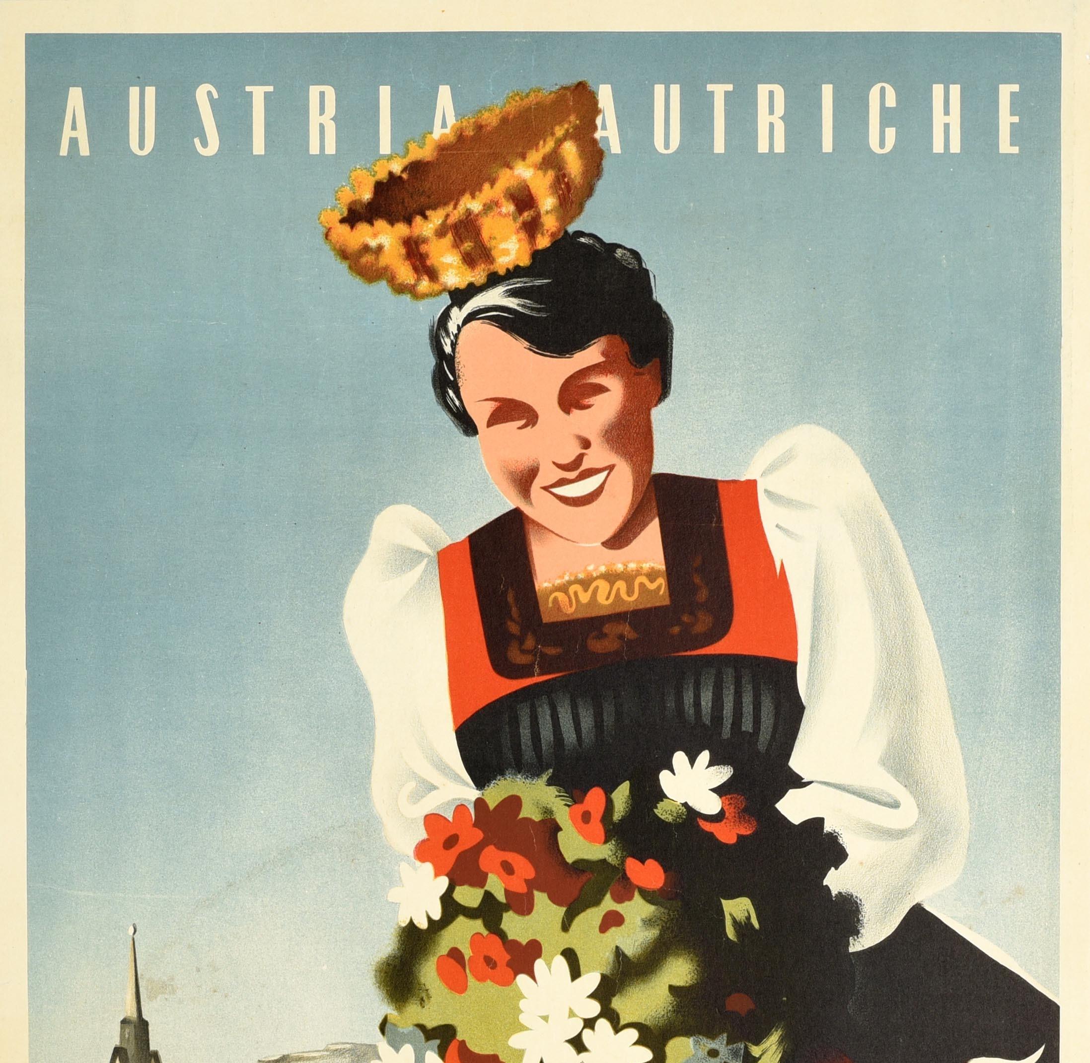 Autrichien Affiche vintage d'origine pour l'Autriche Vorarlberg Autriche Osterreich Alpes Voyage en vente