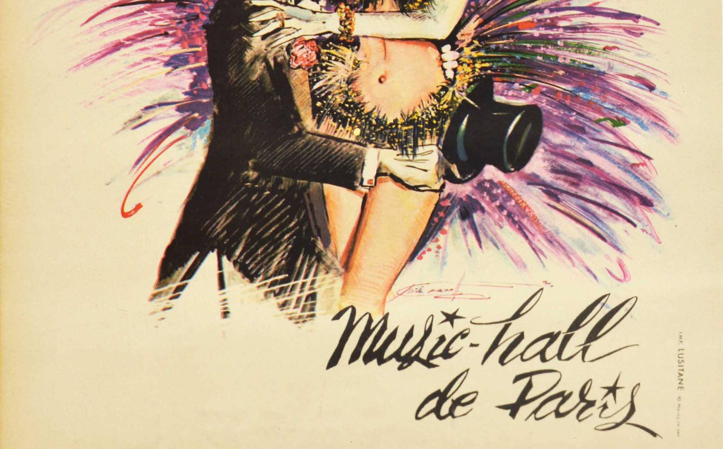 French Original Vintage Poster For Ba-Ta-Clan Music Hall De Paris Cabaret Burlesque Art