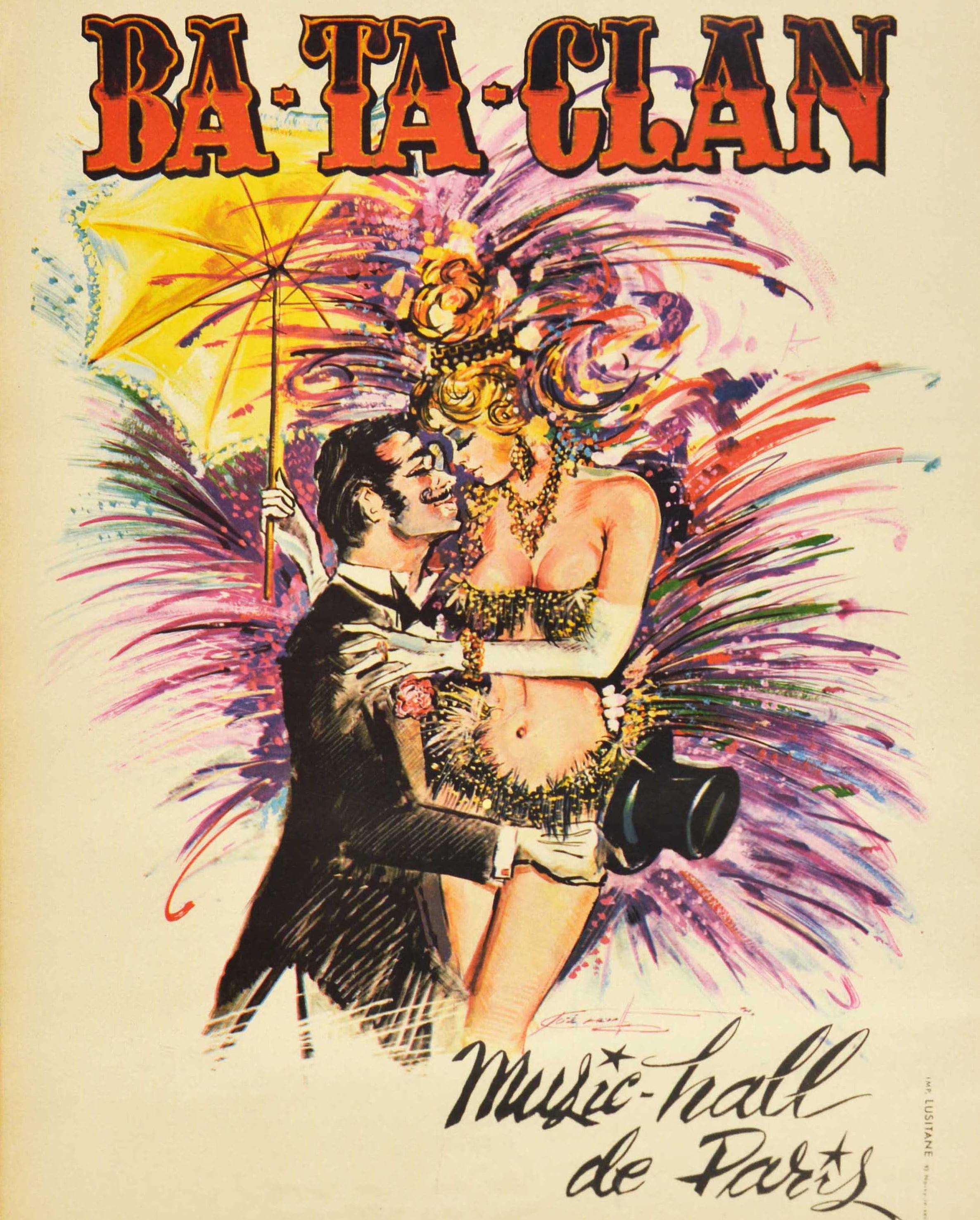 Original Vintage Poster For Ba-Ta-Clan Music Hall De Paris Cabaret Burlesque Art In Good Condition In London, GB