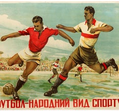 Original Vintage Poster For Football - National Sport Ukraine Ft. Football Match