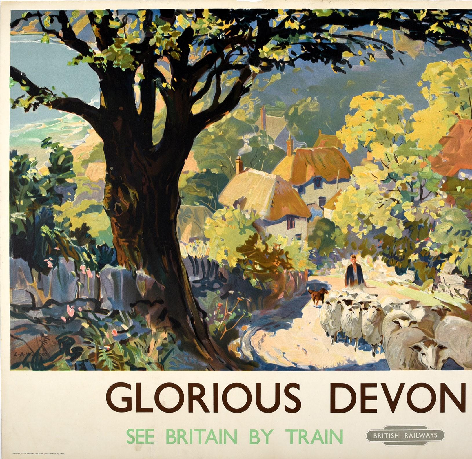 Britannique Affiche originale d'époque pour Glorious Devon British Railways See Britain By Train en vente