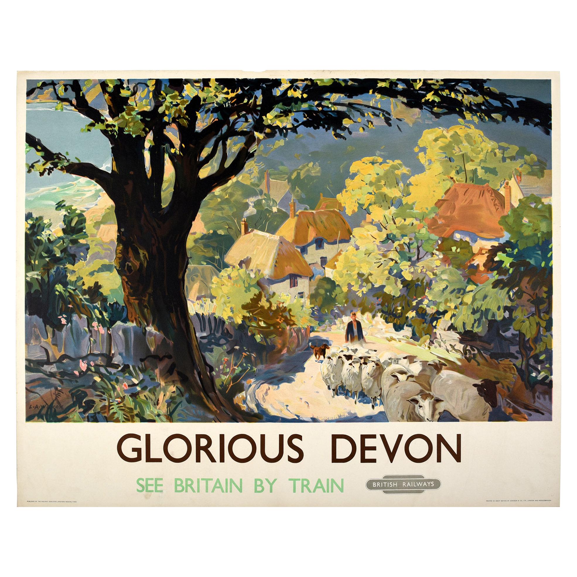 Affiche originale d'époque pour Glorious Devon British Railways See Britain By Train en vente