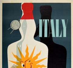 Original Vintage Poster For Italy Drink Italian Wine Liquid Sunshine Travel Art