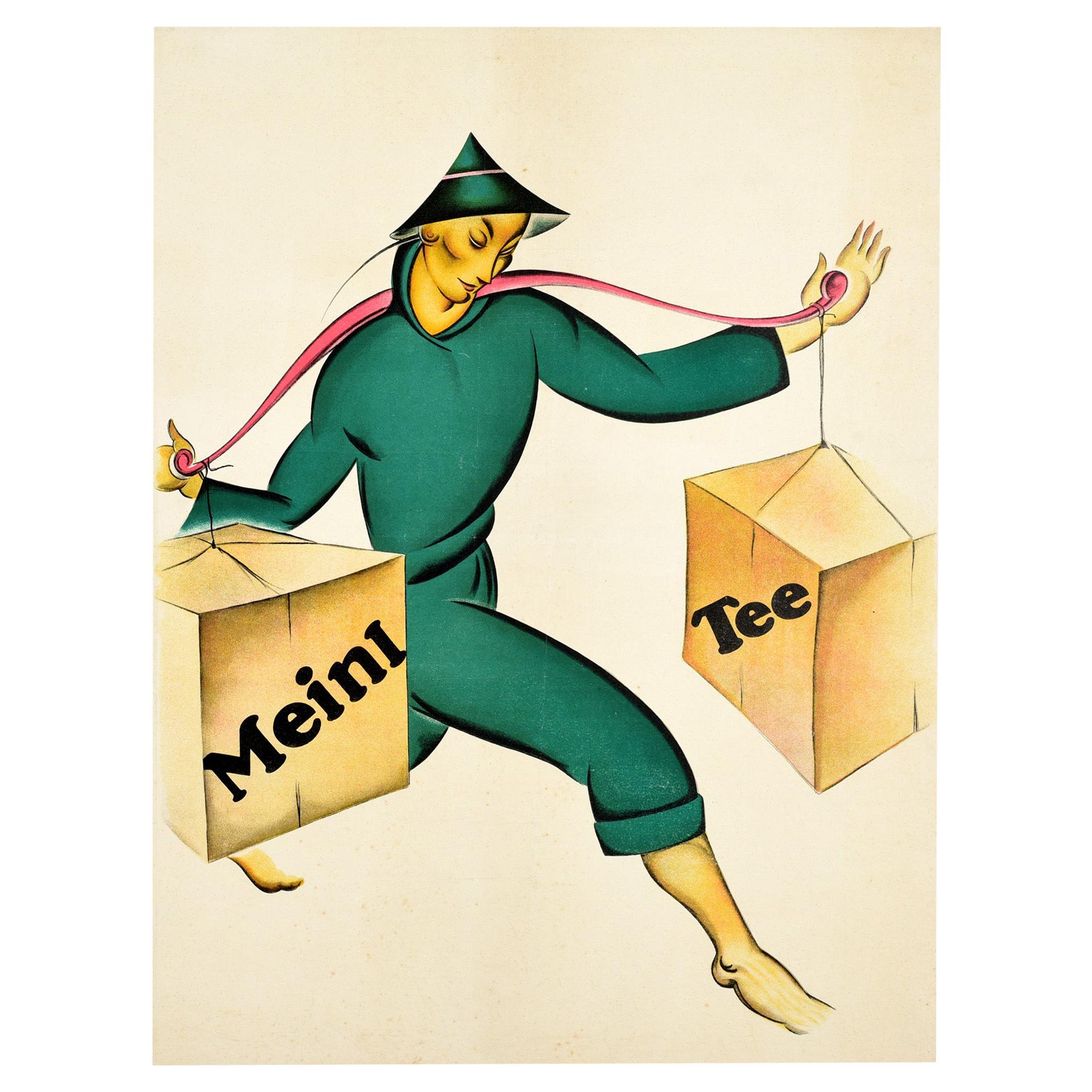 Affiche rétro originale pour Julius Meinl, Thé Meinl, Création publicitaire pour les thés en Asie