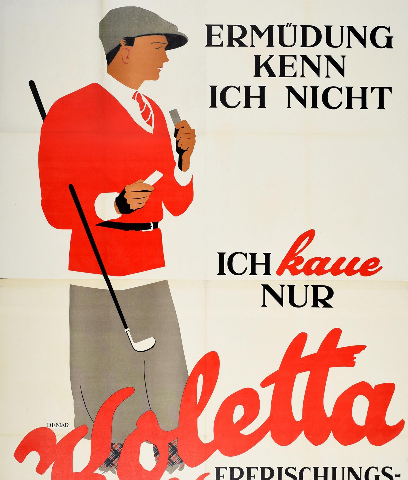 Original Vintage Poster For Koletta Chewing Gum With Cola Golfer Advertising Art In Good Condition For Sale In London, GB