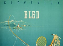 Original Vintage Poster For Lake Bled Slovenija Jugoslavija Slovenia Yugoslavia