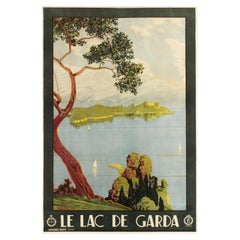 Original Vintage Poster For Le Lac De Garda ENIT Travel Sailing Italy Lake Garda