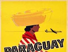 Original Vintage Poster für Paraguay Braniff Airways Südamerika Reise Design