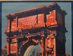 Original Vintage Poster for Pneus Pirelli Tyres Ft Historic Roman Arch and Tire