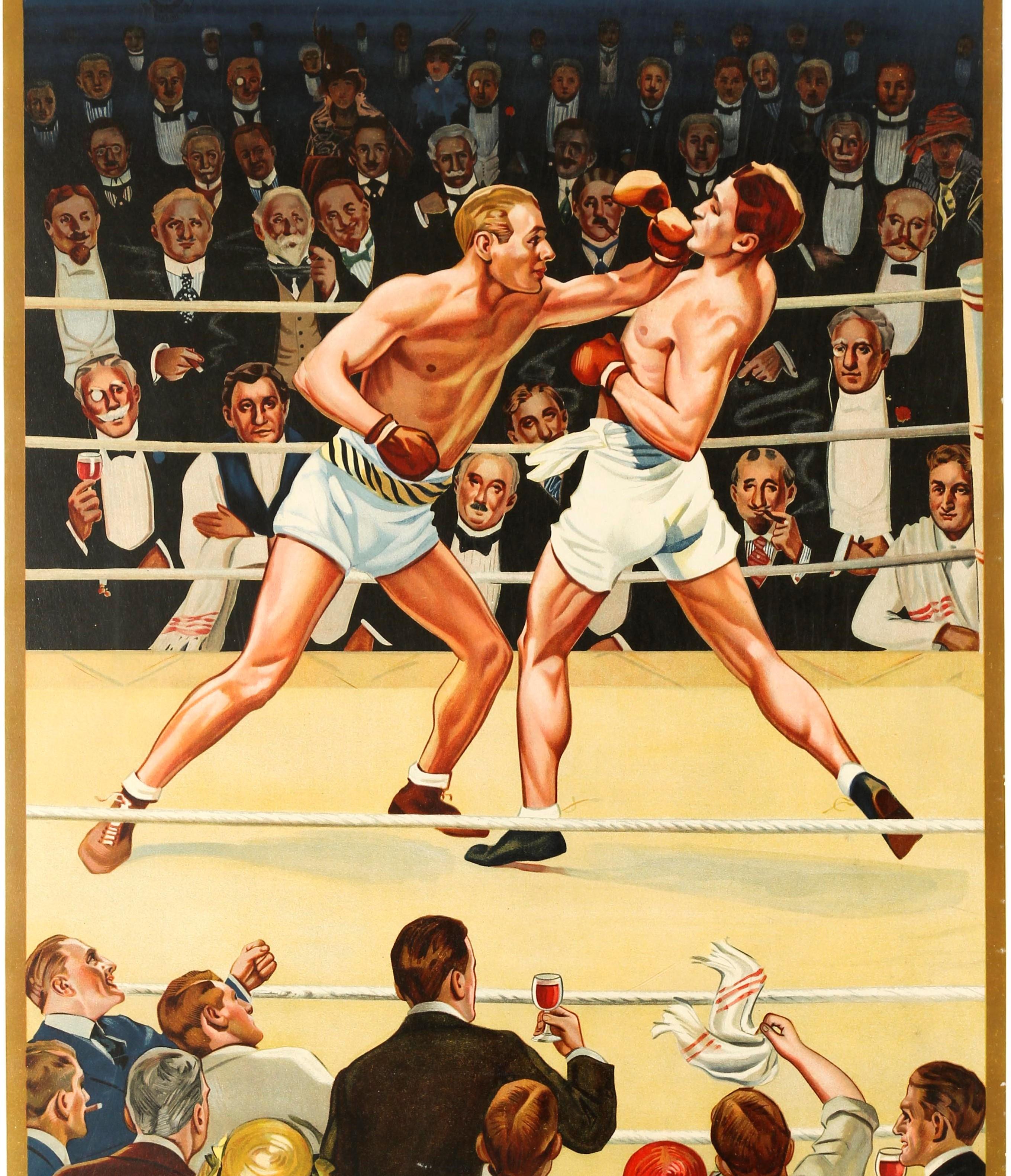 Belge Original Vintage Poster For Samson Kina Aperitif Drink Boxing Ring Sport Design en vente
