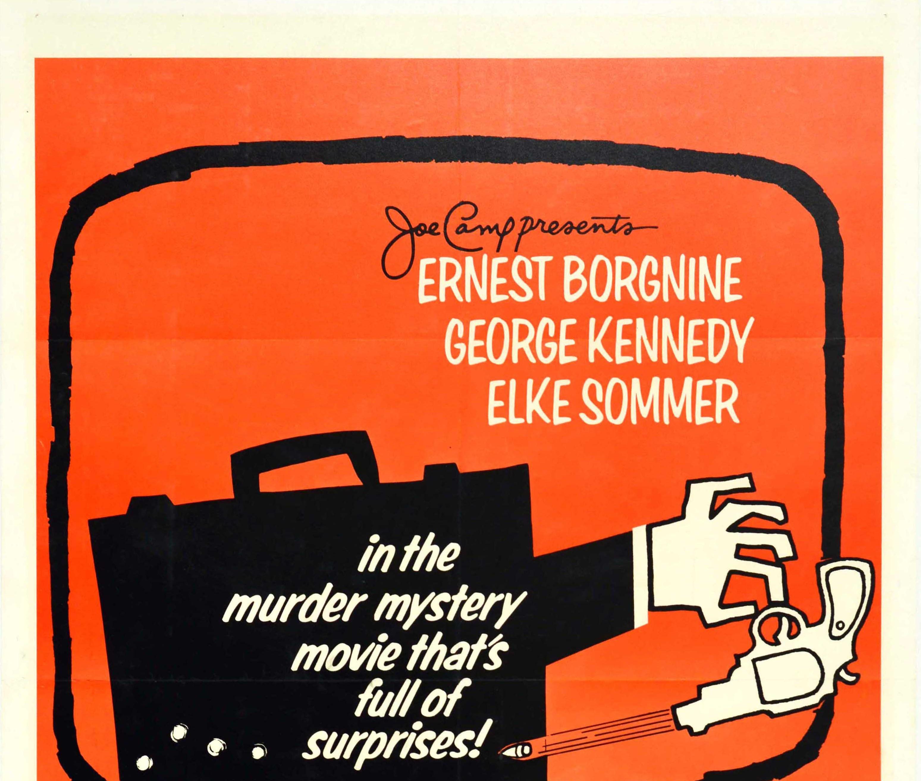 Original vintage cinema poster for a family mystery film The Double McGuffin directed by Joe Camp and starring Ernest Borgnine, George Kennedy and Elke Sommer featuring a great image by the notable American graphic designer and filmmaker Saul Bass