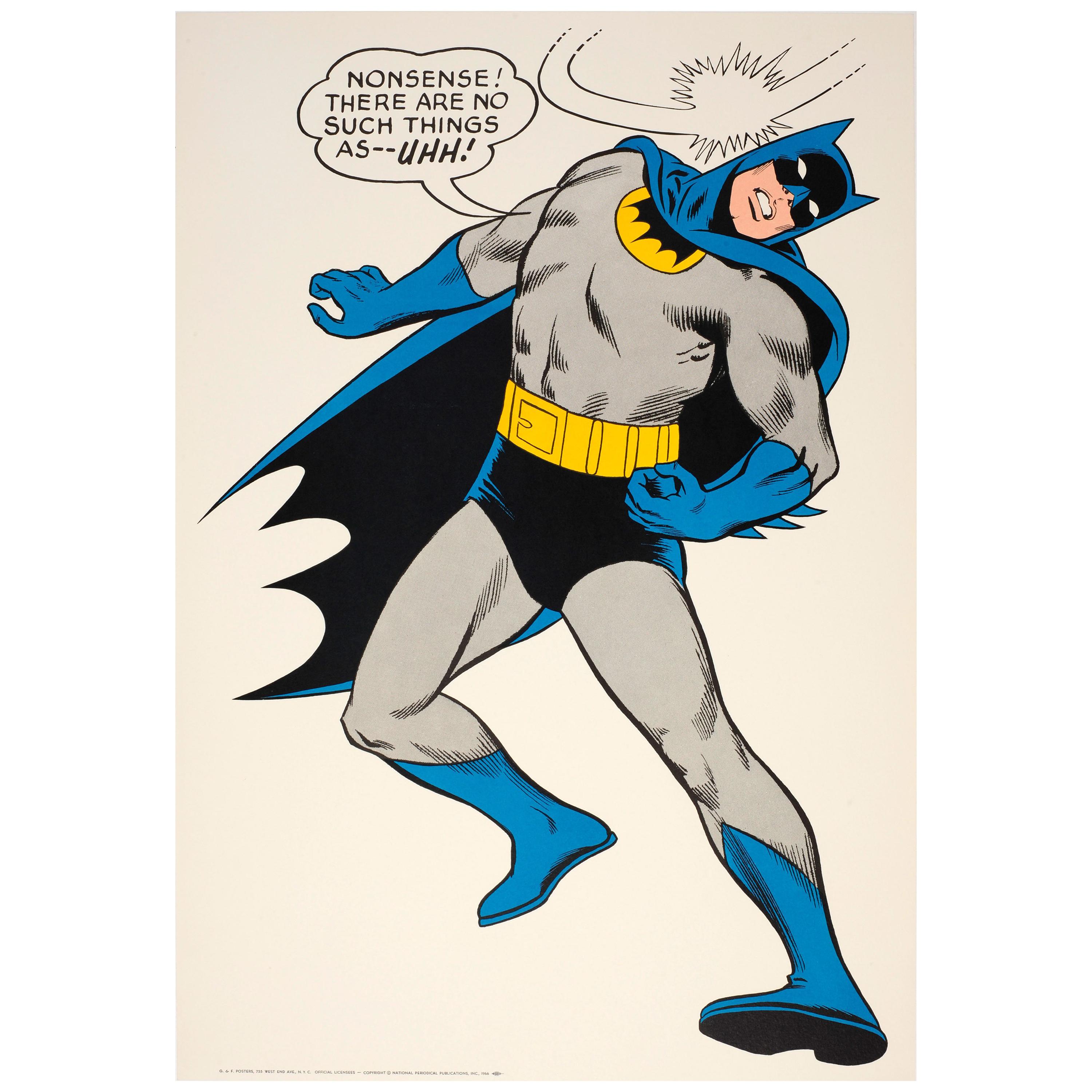 Original Vintage Cartoon Batman Poster For The Iconic Comic Superhero  