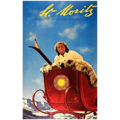 Original Vintage Poster for the St. Moritz Winter Olympic Games 1940 Switzerland