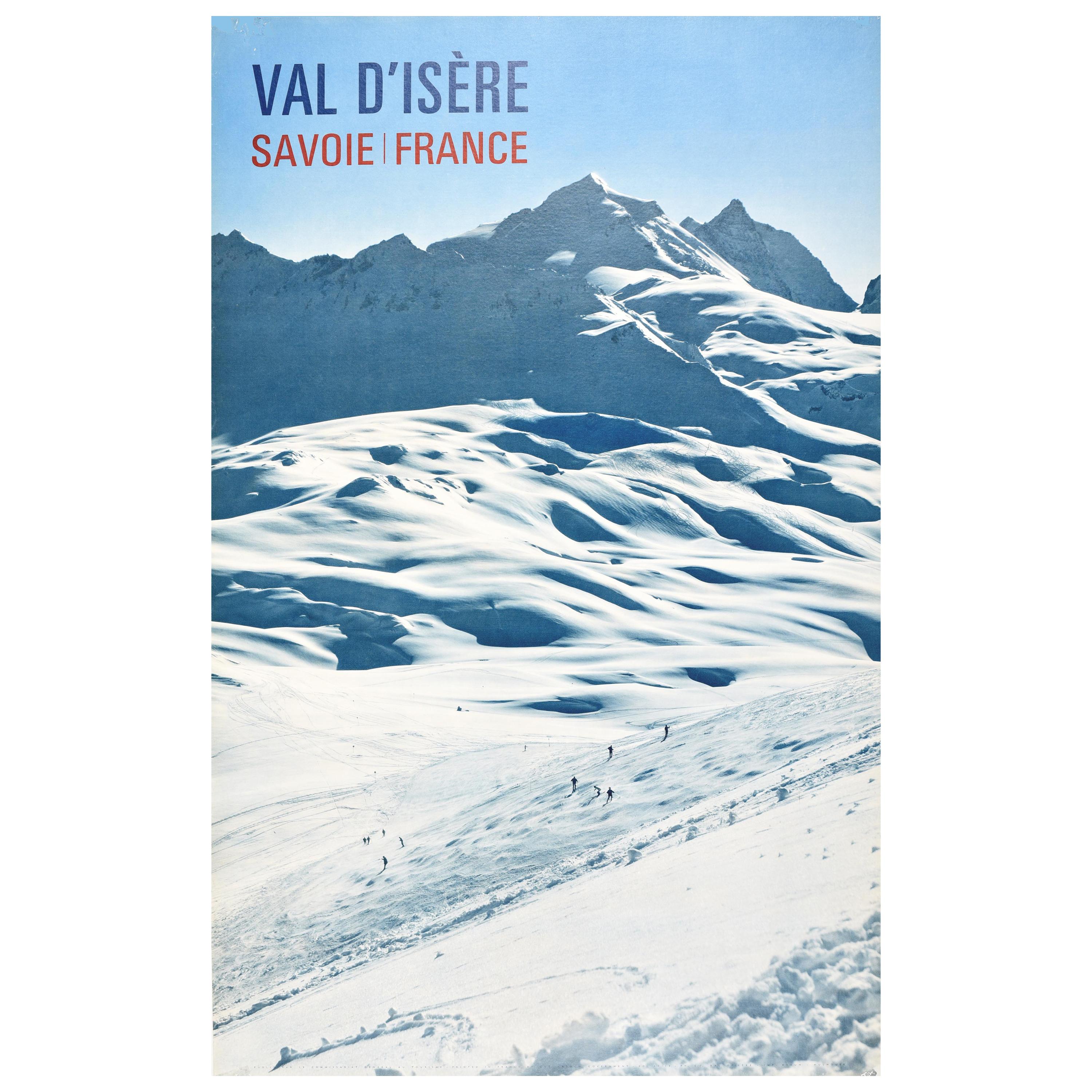 Affiche vintage d'origine pour le Val D'Isere, Savoie, France, Sport d'hiver, Ski, Voyage