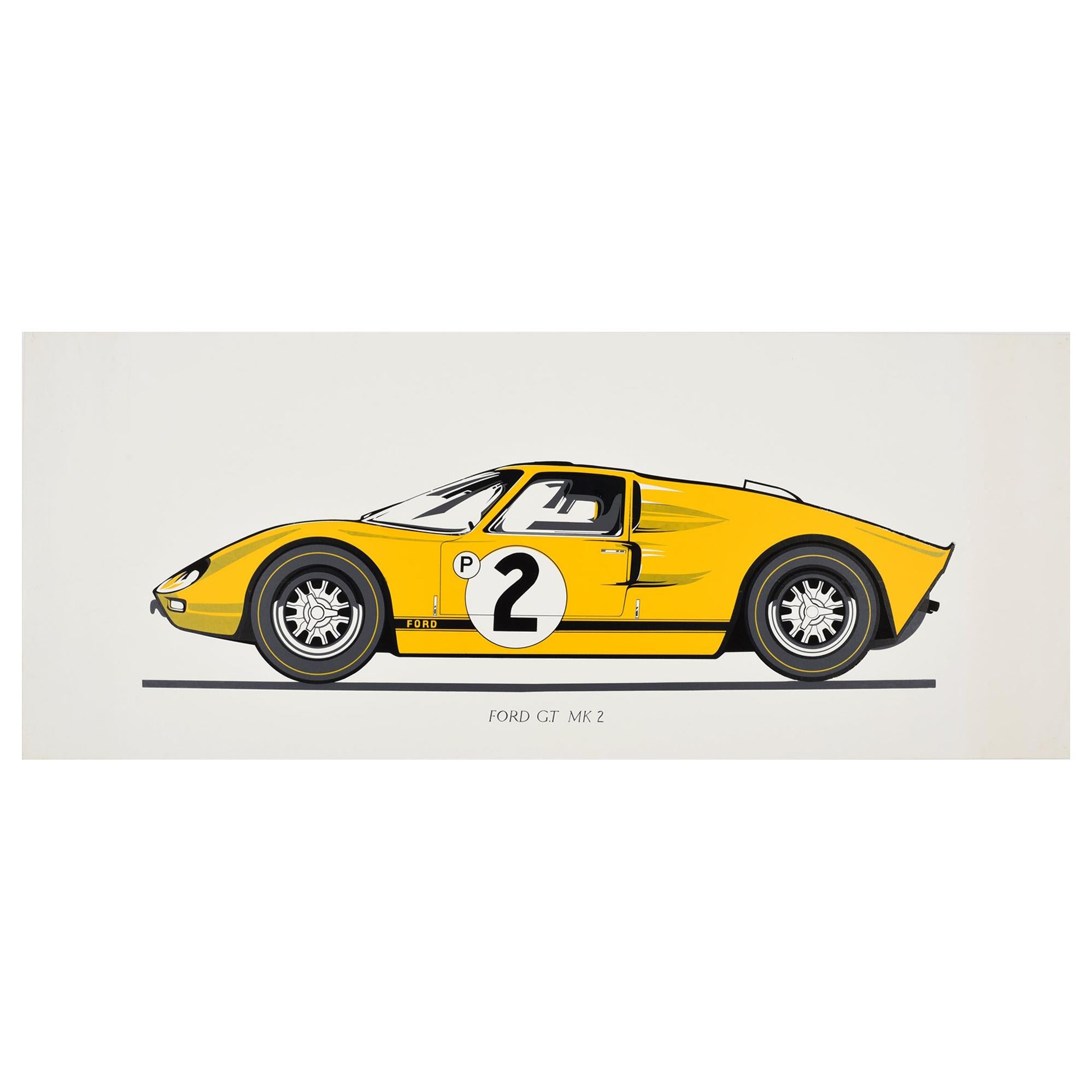 Original Vintage Poster Ford GT MK 2 Racing Car Motor Sport 24 Hours Le Mans Win