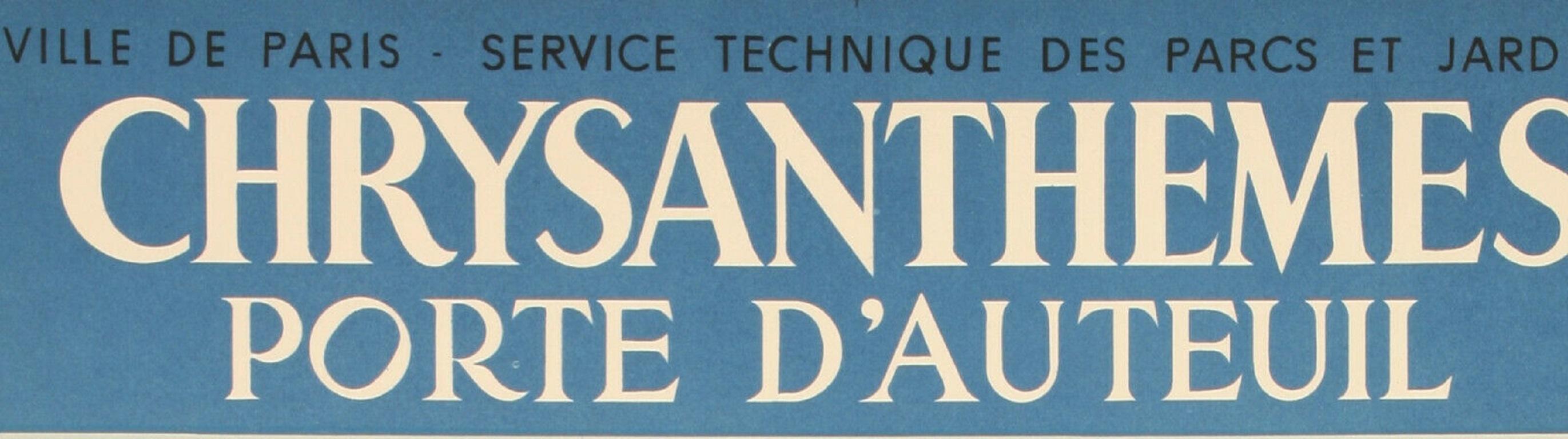 French Original Vintage Poster-foujita-chrysanthemums Porte D'auteuil, 1965 For Sale