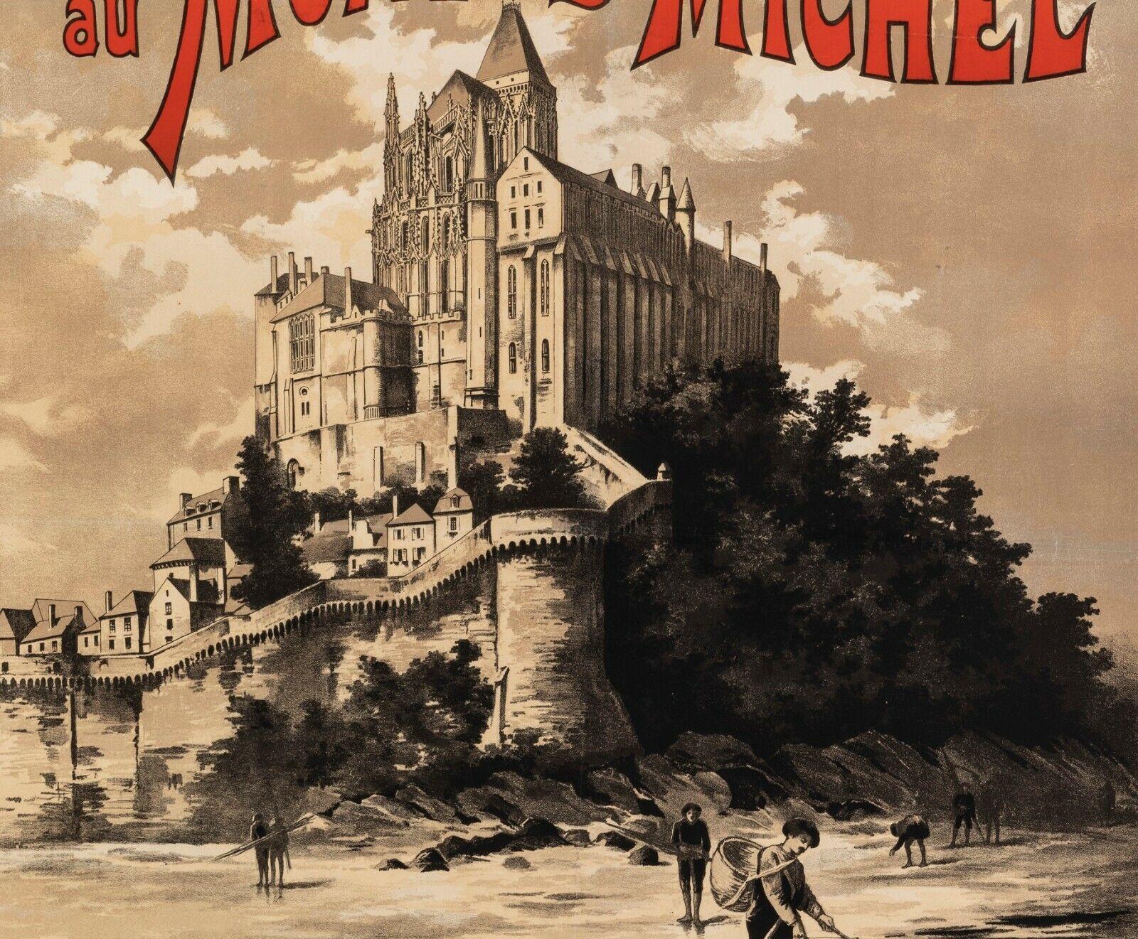 Art Nouveau Original Vintage Poster-fraipont-mont Saint Michel-normandie-pêche, 1895