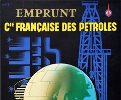 Original Vintage Poster Francaise Des Petroles French Petrol Bond Oil Gas CFP