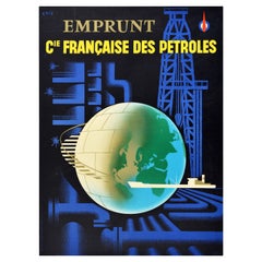 Original Vintage Poster Francaise Des Petroles French Petrol Bond Oil Gas CFP