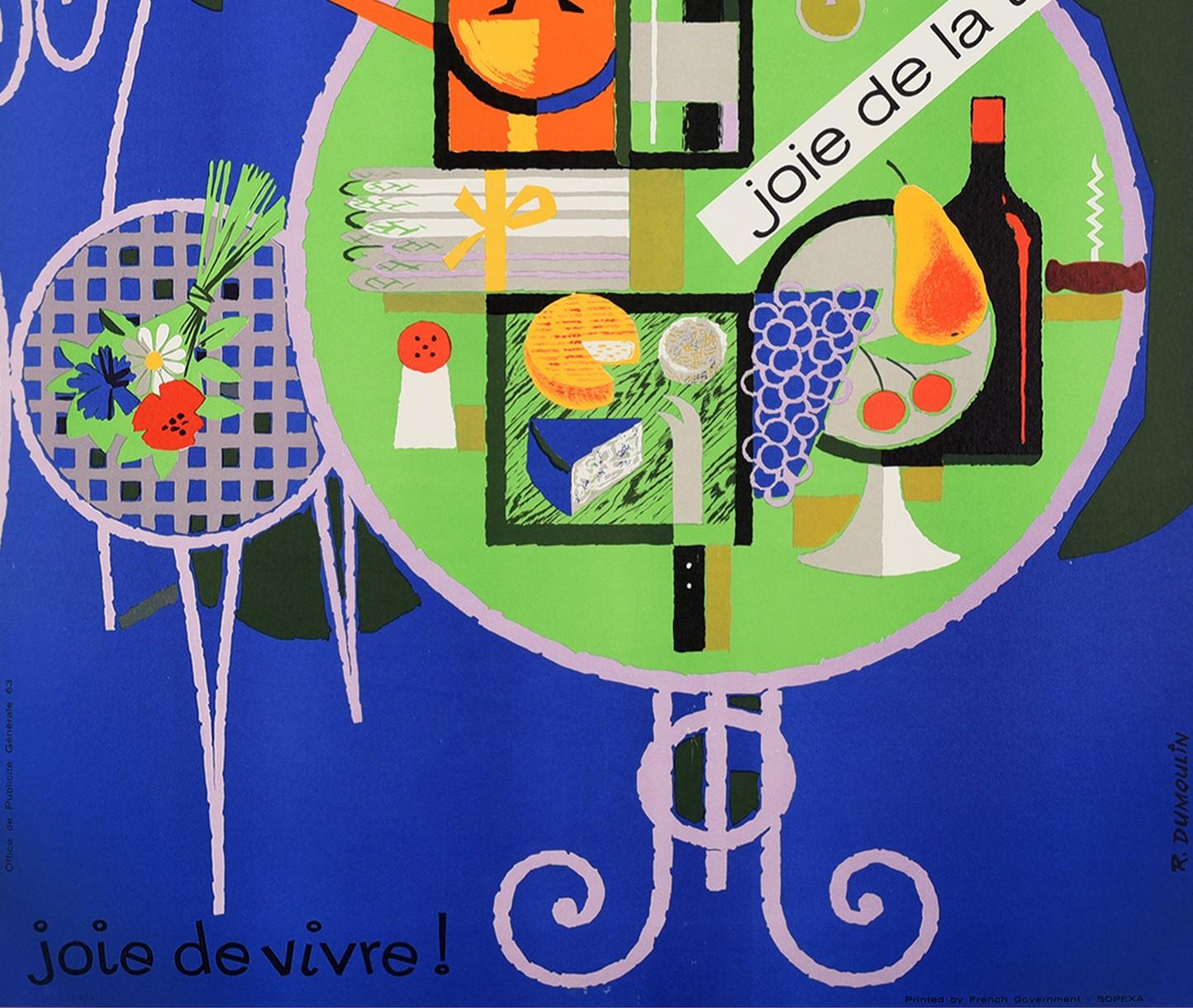 Original Vintage Poster France Joie De La Table Joie De Vivre French Wine & Food In Good Condition For Sale In London, GB