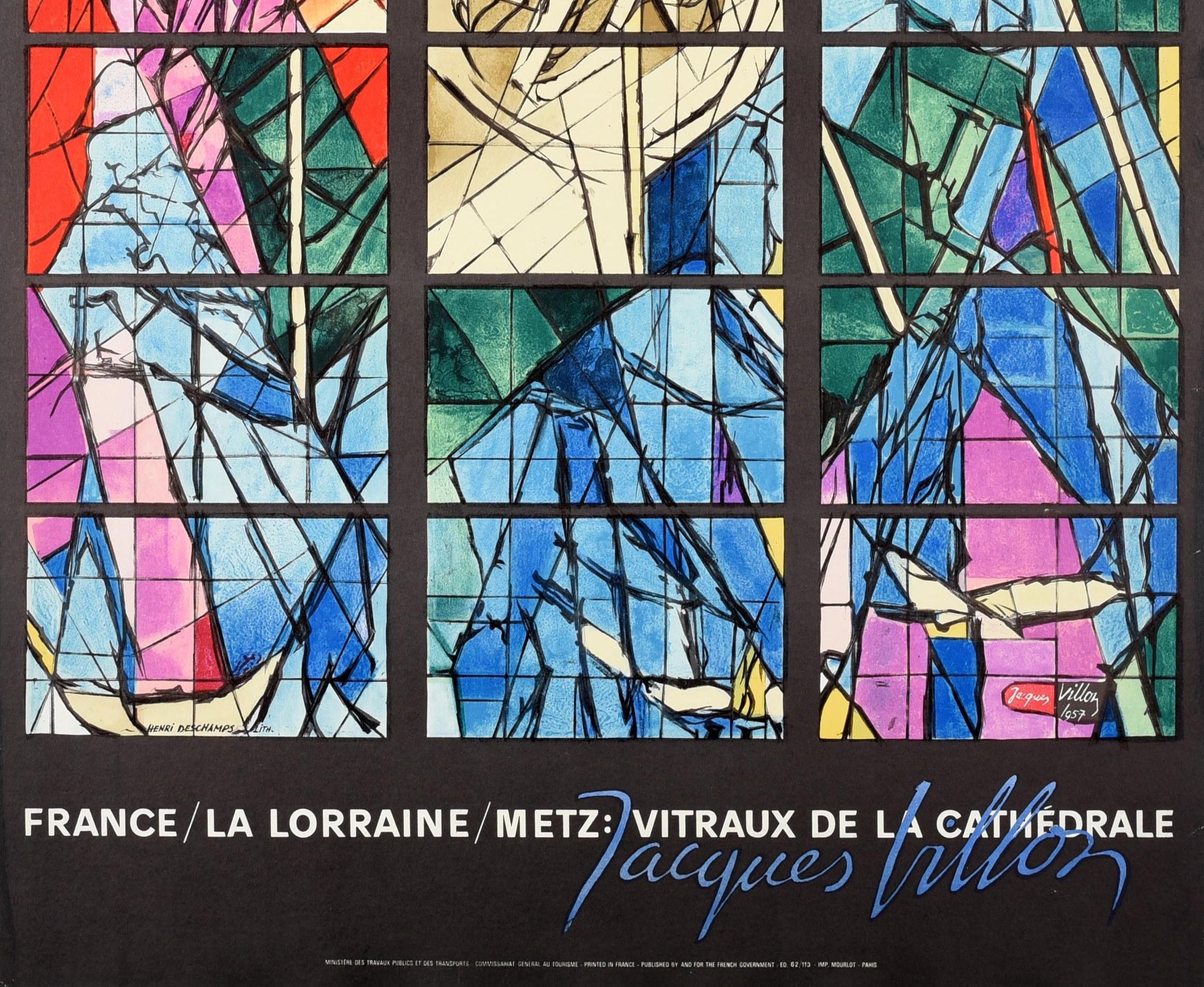 Français Affiche rétro originale de la cathédrale Lorraine Metz avec vitraux de fenêtres en vente