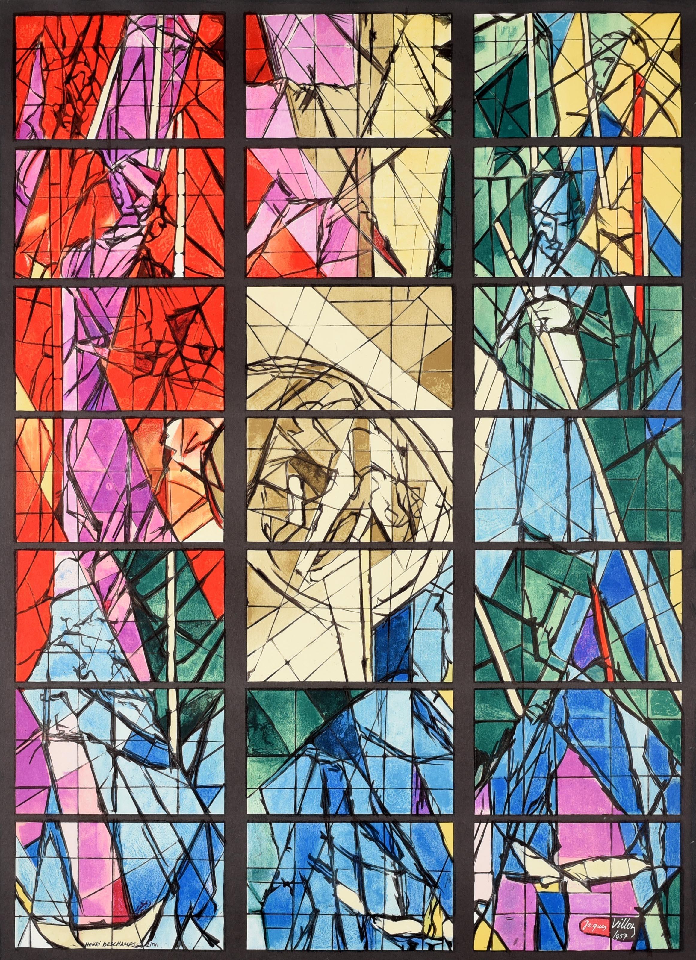 Affiche rétro originale de la cathédrale Lorraine Metz avec vitraux de fenêtres Bon état - En vente à London, GB