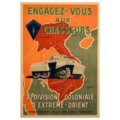 Original Vintage Poster French Colonial Troops War Recruitment Cambodia Vietnam