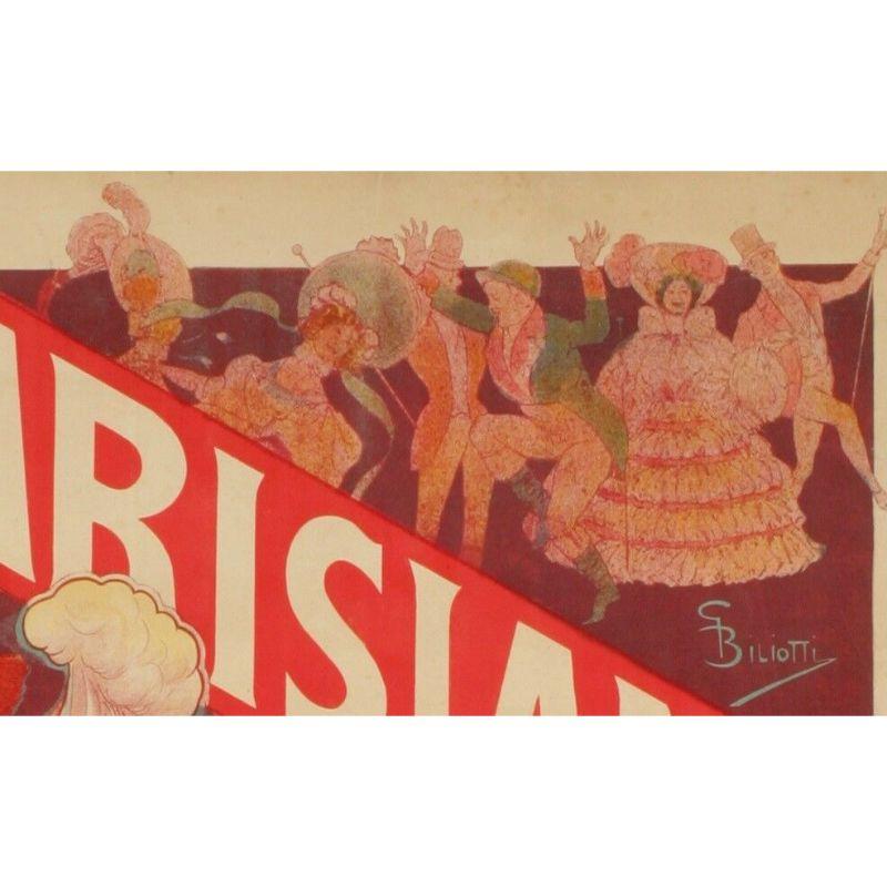 Original Vintage Poster-G. Biliotti-Parisiana-Opéra-Danse, 1903

Poster for the show Cabriole performing in the famous Parisian theater. 
The characters on the stage, dressed in dancing costume (military, aristocrats and bourgeois in evening dress,