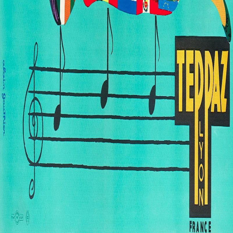 Mid-Century Modern Affiche rétro originale - Gauthier-Teppaz - Joueur de cordons - Lyon - Musique, vers 1960