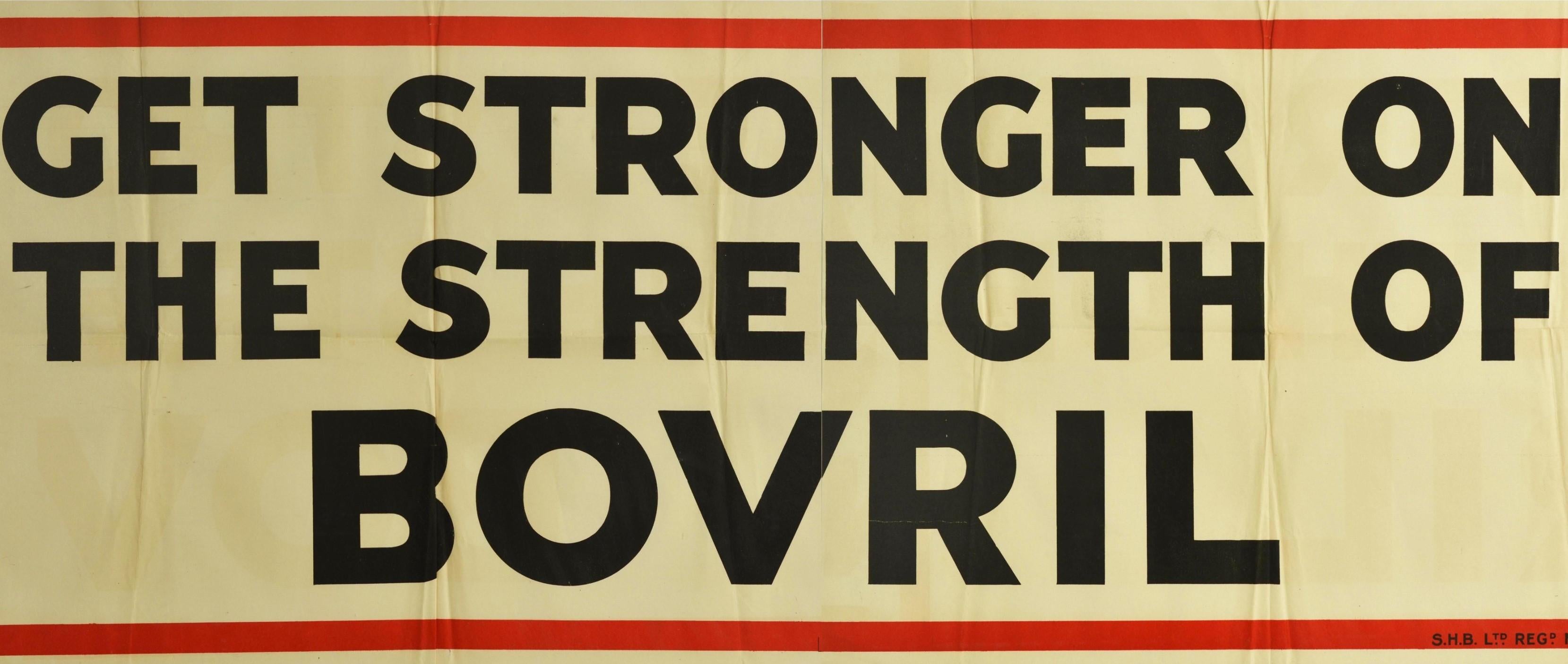 British Original Vintage Poster Get Stronger On The Strength Of Bovril Ad Hot Drink Food
