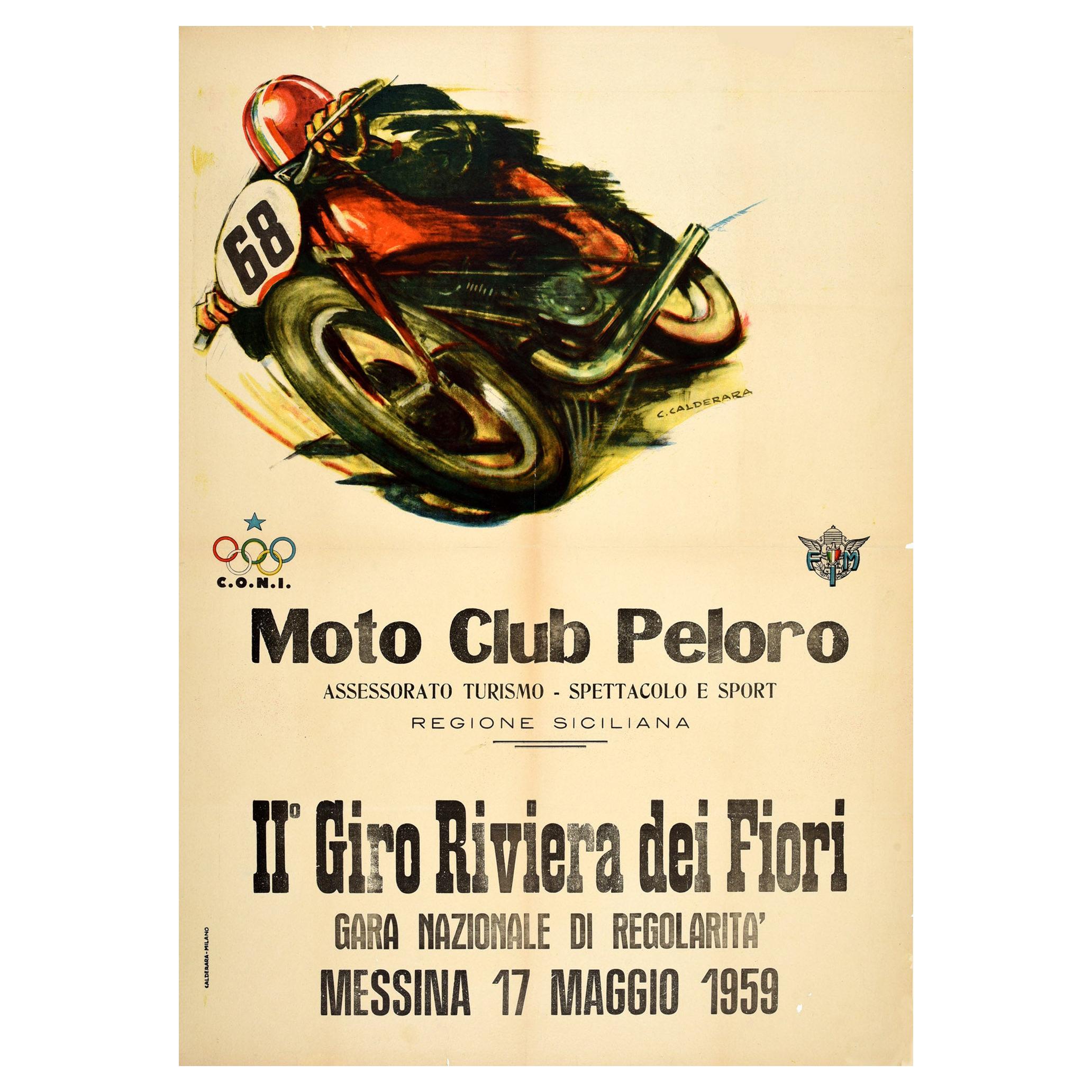 Original Vintage Poster Giro Riviera Dei Fiori Moto Club Peloro Motorcycle  Race at 1stDibs | giri riviera