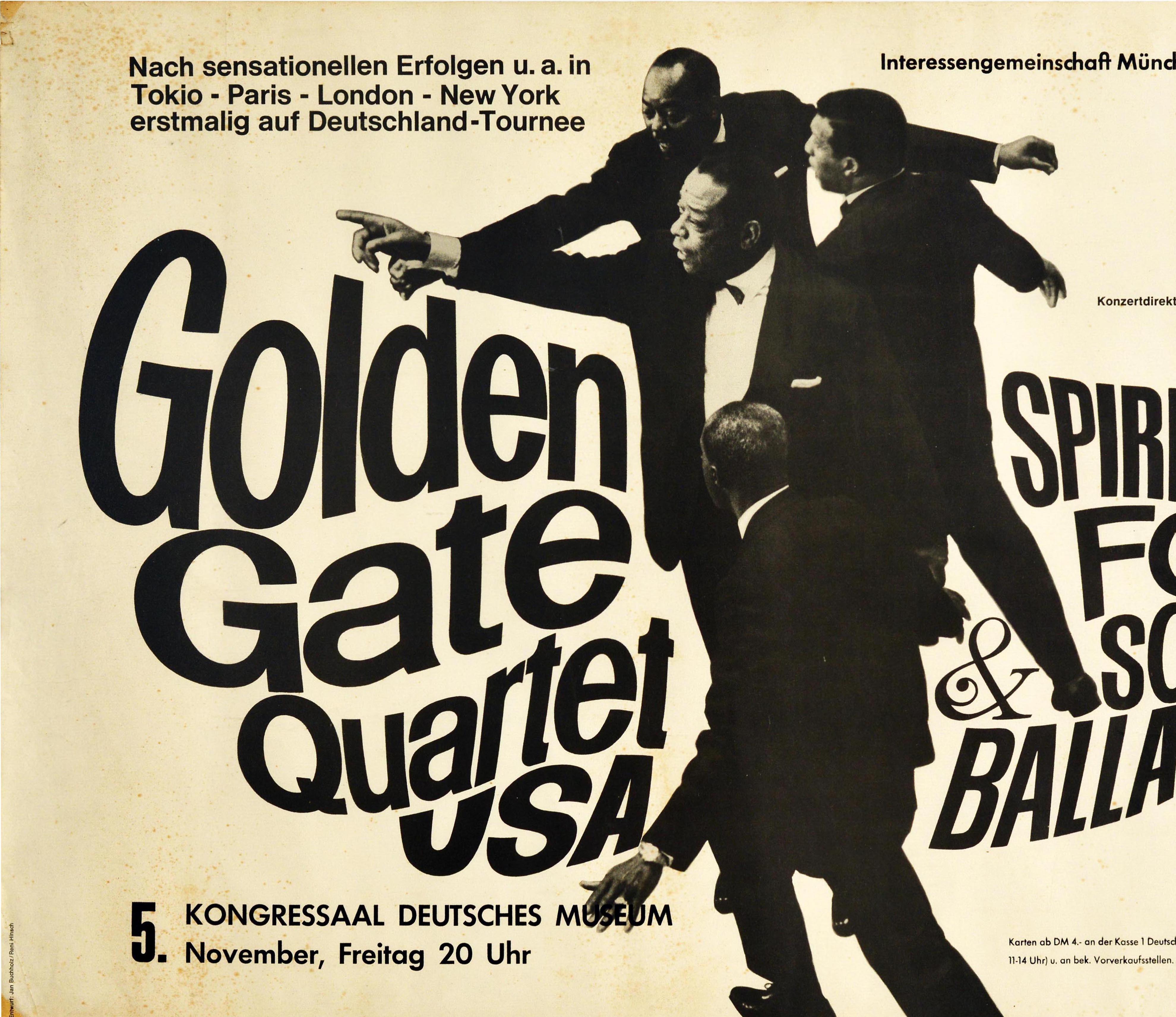 Original Vintage Poster Golden Gate Quartet Spirituals Folk Songs Ballads Music In Good Condition For Sale In London, GB