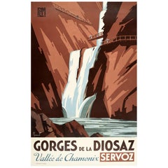 Original Vintage Poster Gorges De La Diosaz Vallee De Chamonix Servox PLM Travel