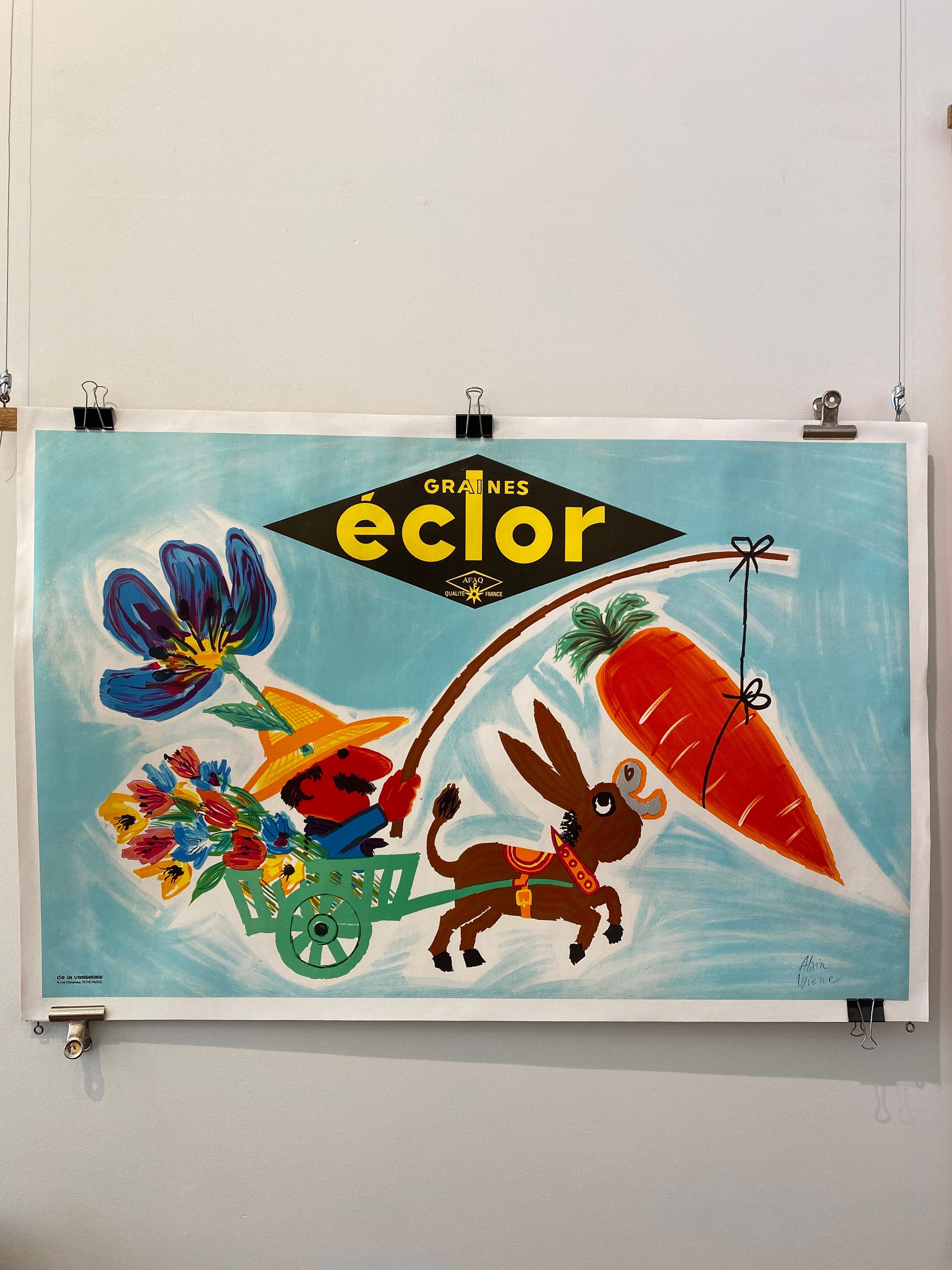 Papier Affiche vintage originale, Graines Eclor, 1958 en vente