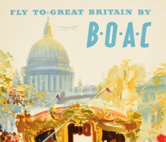 Original Vintage Poster Great Britain BOAC Lord Mayor's Show St Paul's Cathedral