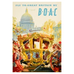 Original Vintage Poster Great Britain BOAC Lord Mayor's Show St Paul's Cathedral