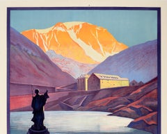 Original Vintage Poster Great St Bernard Pass Chamonix Mont Blanc PLM Railway