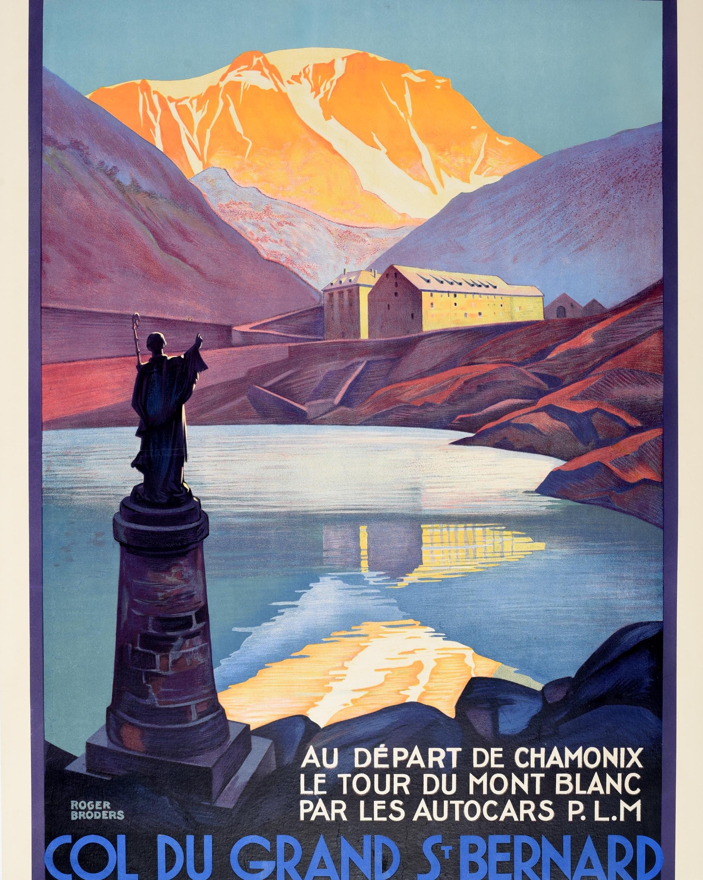 French Original Vintage Poster Great St Bernard Pass Chamonix Mont Blanc PLM Railway