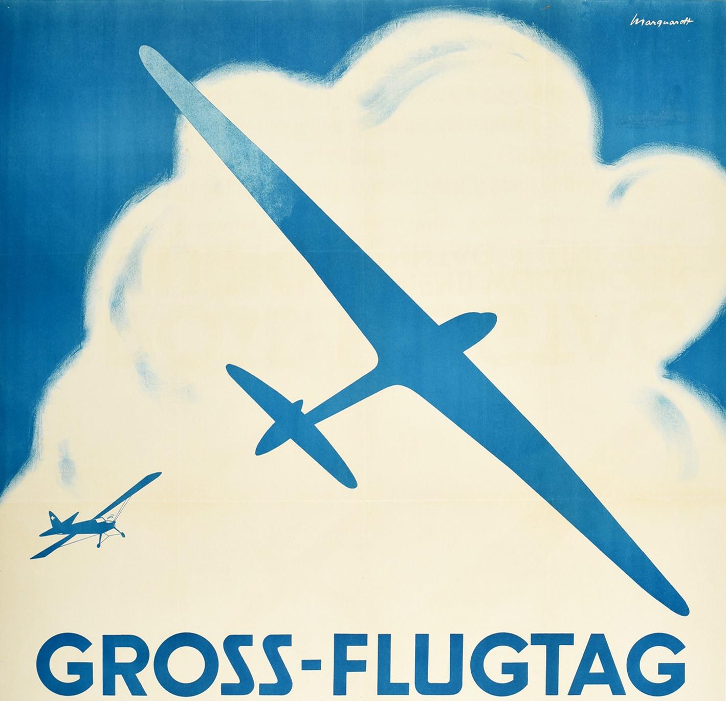 Original Vintage Poster Gross Flugtag In Zurich Flight Day Glider Plane Aviation In Good Condition In London, GB