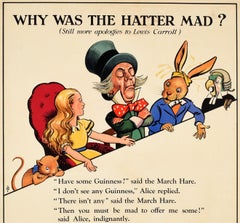 Original Vintage Poster Guinness Is Good For You Alice In Wonderland Mad Hatter