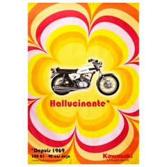 Original Vintage Poster Hallucinate Kawasaki Motorcycle Let The Good Times Roll