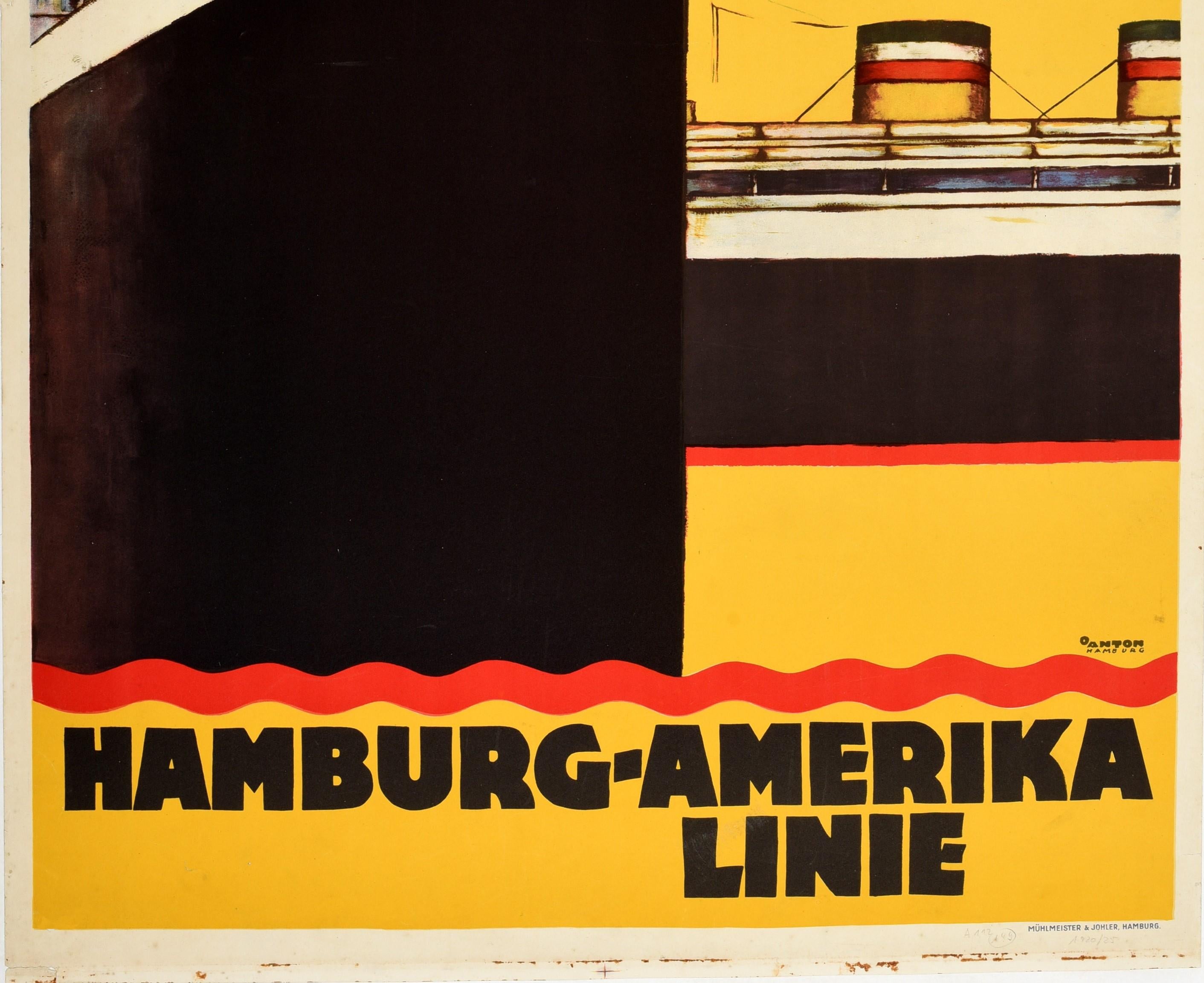 Art Deco Original Vintage Poster Hamburg Amerika Line St Louis & Milwaukee Cruise Travel