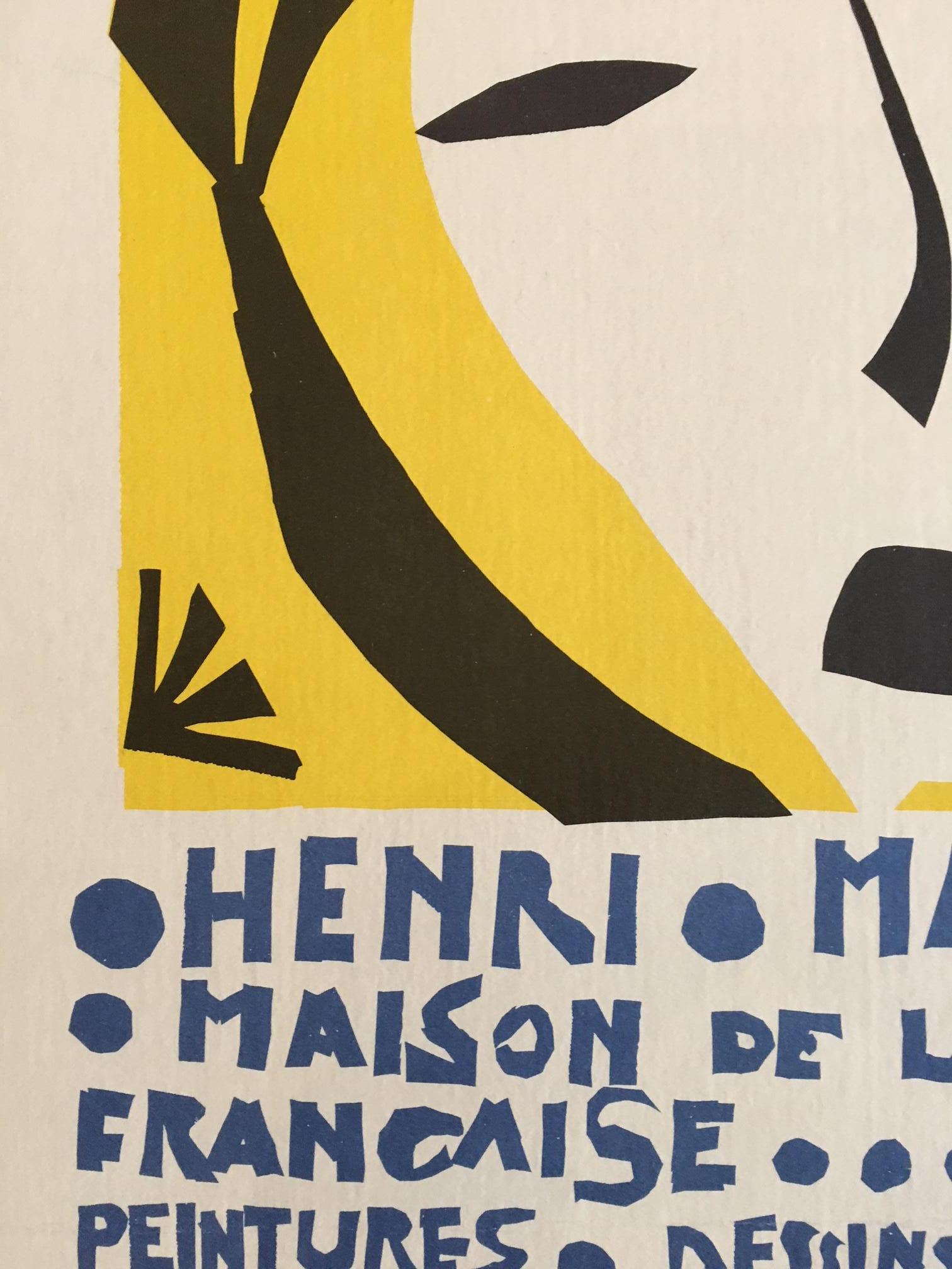 Modern Original Vintage Poster Henri Matisse 1950 Original Lithograph Yellow French