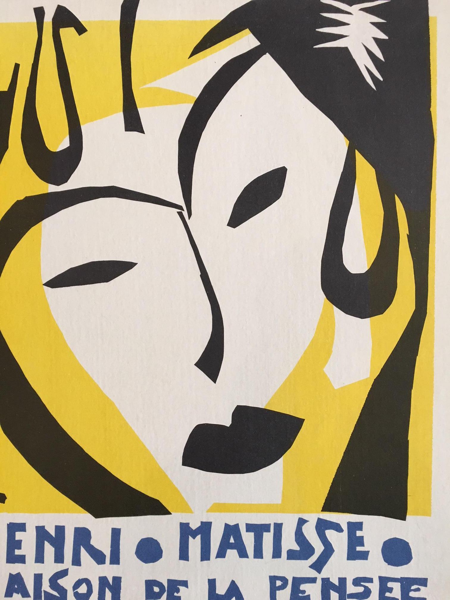 Original Vintage Poster Henri Matisse 1950 Original Lithograph Yellow French In Excellent Condition In Melbourne, Victoria