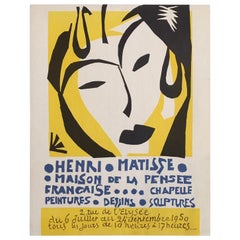 Original Vintage Poster Henri Matisse 1950 Original Lithograph Yellow French 