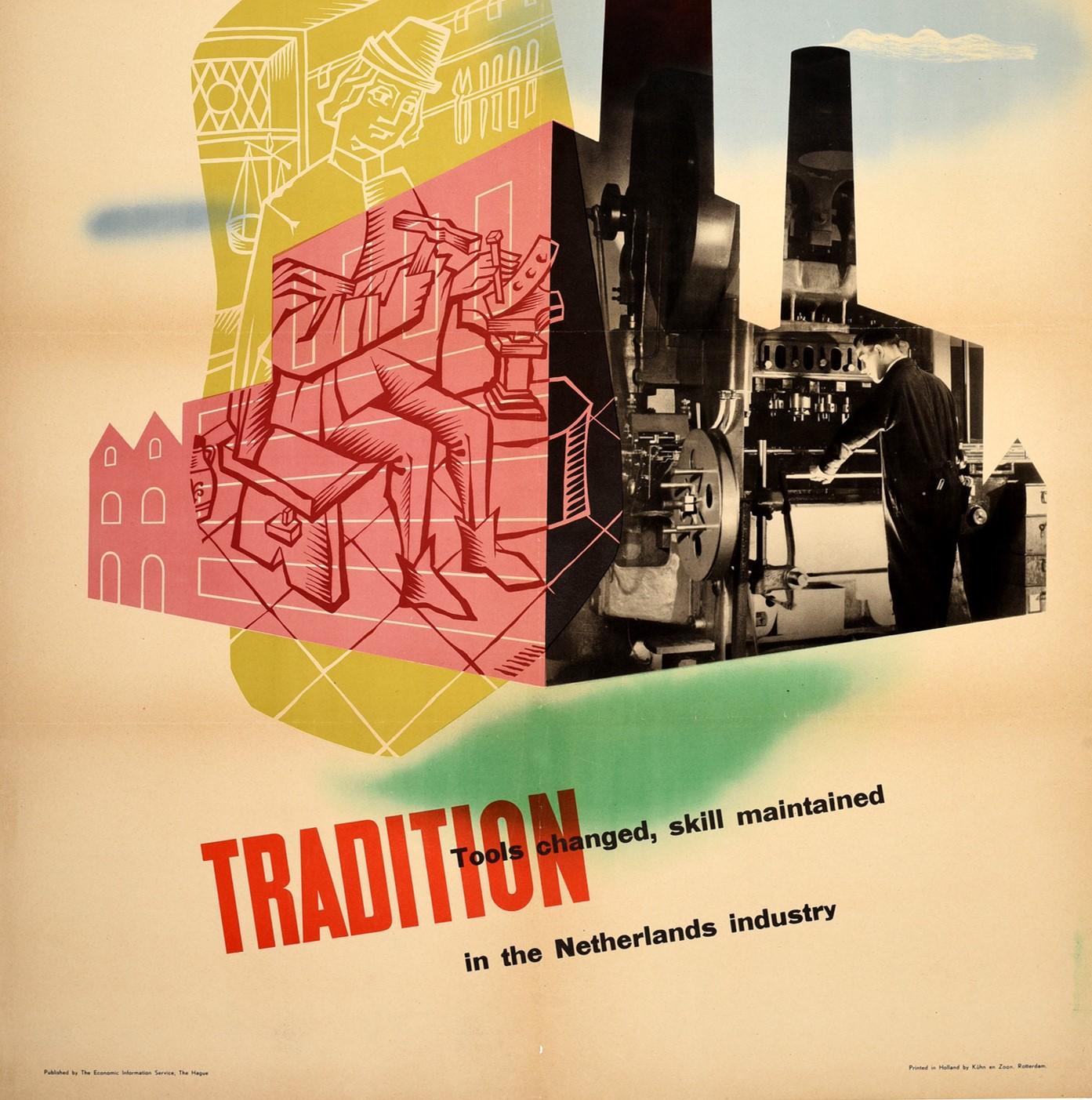 Mid-Century Modern Original Vintage Poster Holland Tradition Tools Skill Netherlands Industry Photo