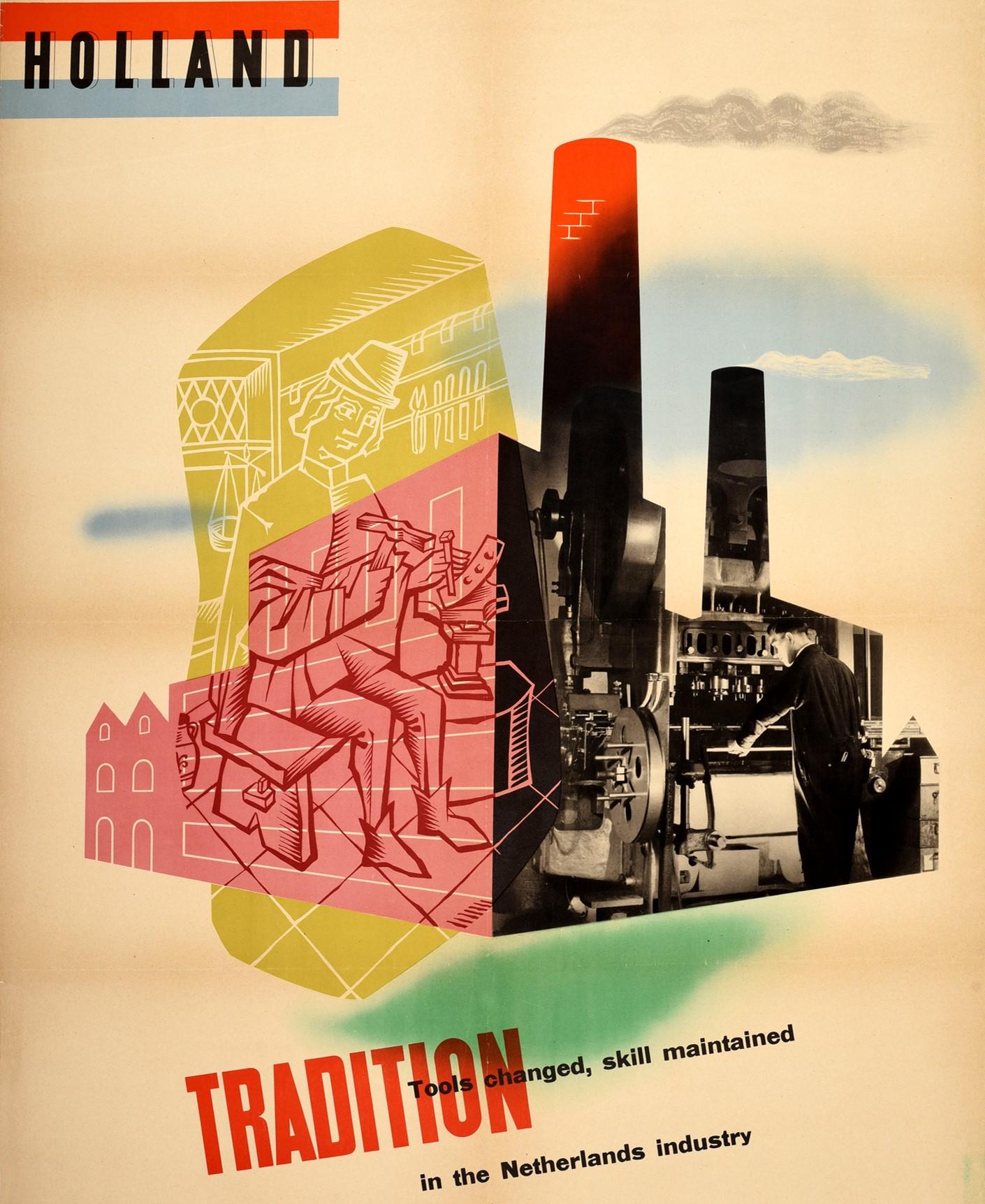 Dutch Original Vintage Poster Holland Tradition Tools Skill Netherlands Industry Photo