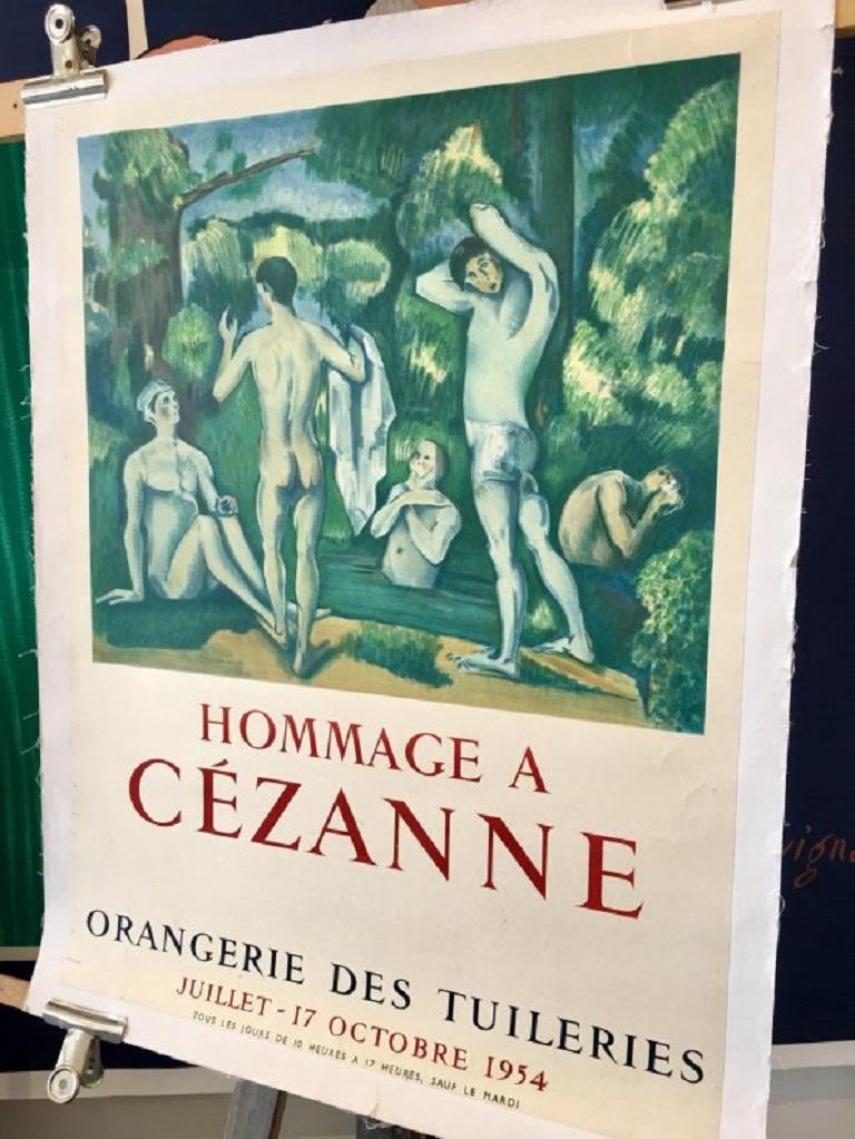 Cezanne was a French artist and post impressionist painter with a distinctive style, using small brush strokes to build depth and color. This is an original vintage Art & Exhibition from 1954.